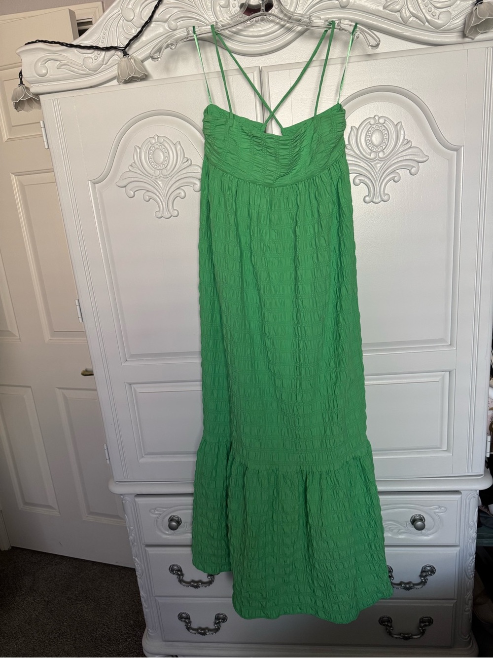 Zara Bright Green Spaghetti-Strap Maxi Dress